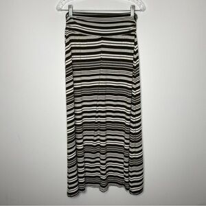 Merona Green and White Striped Maxi Skirt